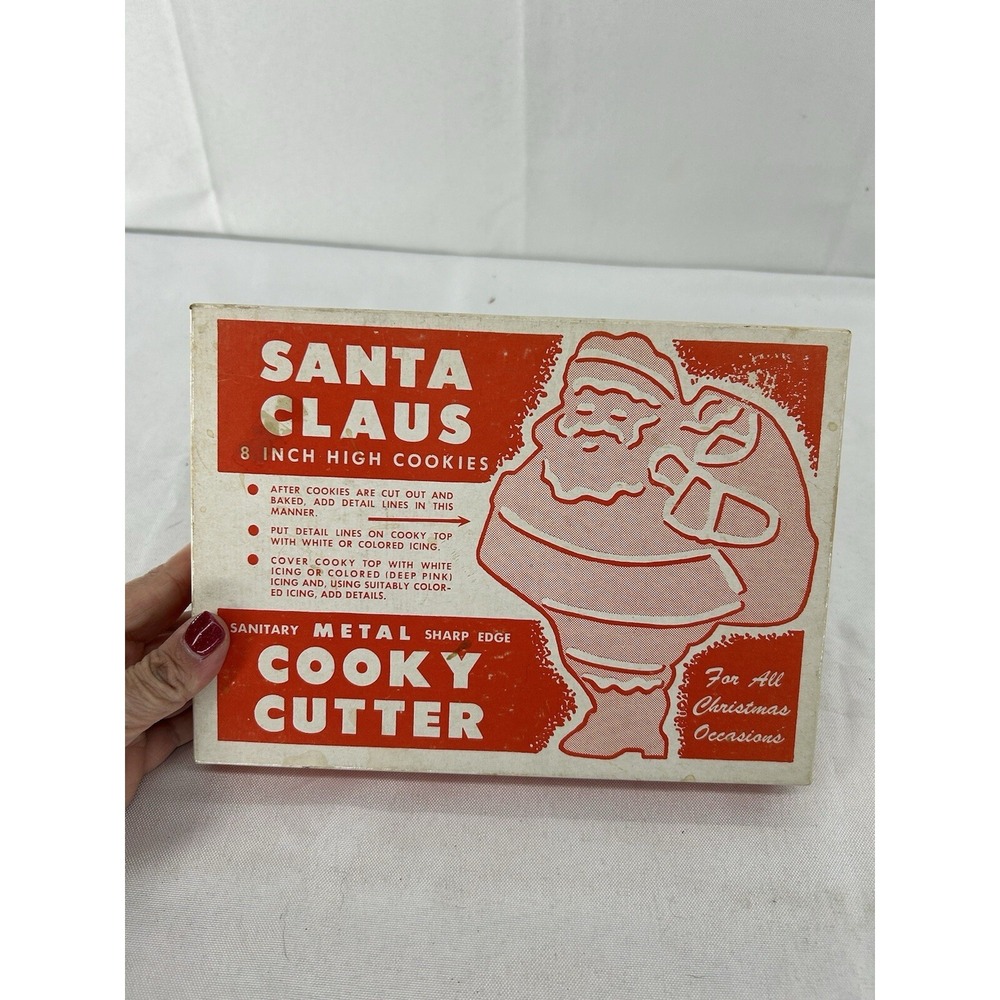 Vtg Metal Santa Claus Cooky Cutter~8 Inch High Christmas Cookies~Original Box